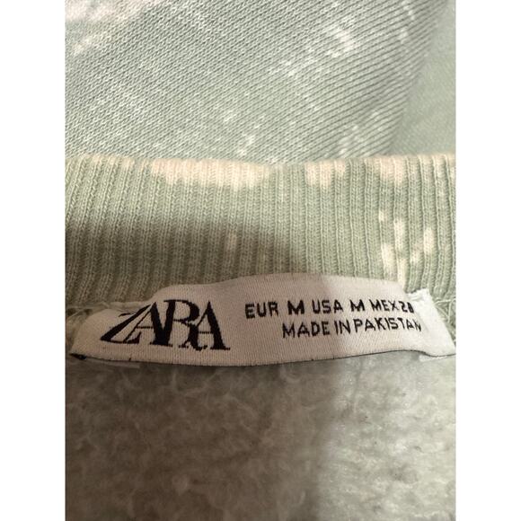 Zara Women's Green Tie Dye Long Sleeve Crew Neck Sweater Sweatshirt Top Size M - Picture 3 of 4